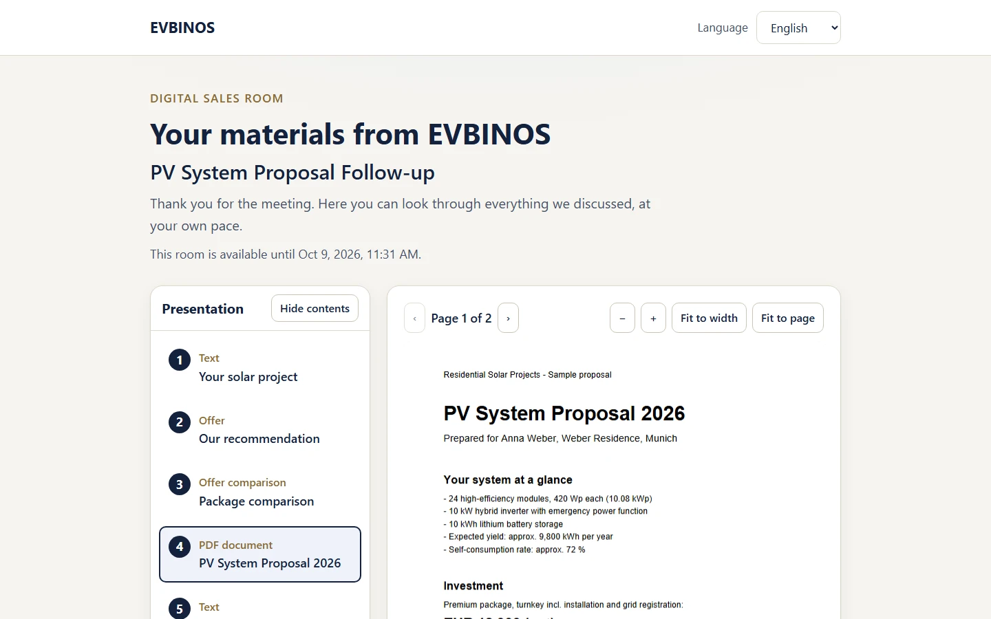 Ο χώρος πωλήσεων μετά τη συνάντηση, «Your materials from EVBINOS», με το υλικό που μένει για τον πελάτη